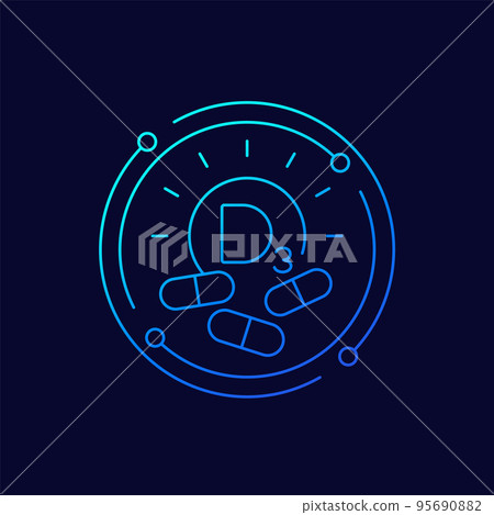 d3 vitamin pills icon, linear vector design 95690882