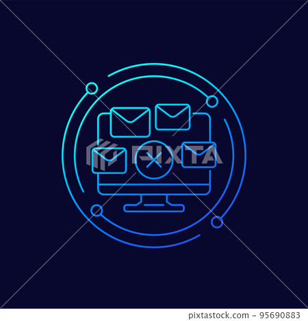 Delete mail messages, emails line icon for web Delete mail messages, emails line icon for web 95690883