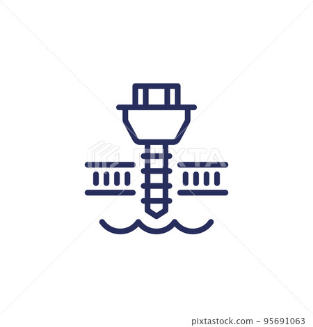 well drilling line icon, water borehole vector well drilling line icon, water borehole vector 95691063