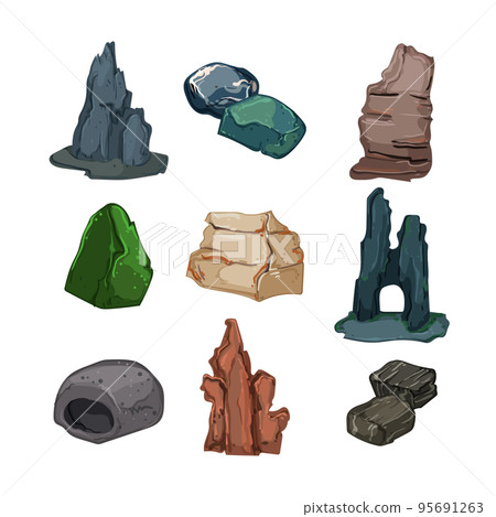 aquarium stone set cartoon vector illustration 95691263