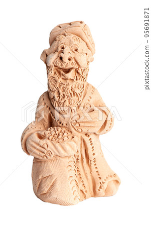 A grand father, clay oriental souvenir on a white background 95691871
