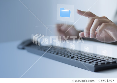 Businessman using computer to DMS. Document Management System Online Document Database and automated processes to manage files and ERP, enterprise business technology. Businessman using computer to DMS. Document Management System Online Document Database and automated processes to manage files and ERP, enterprise business technology. 95691897