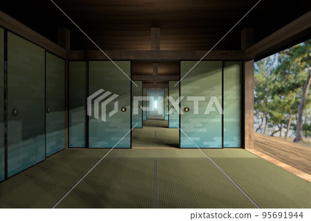 Eight tatami mats of a long Japanese house 95691944