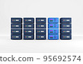 Data servers 3d illustration, Five modern servers image for cloud storage and digital service. 95692574