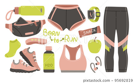 Running Gear For Women. Running Accessories for Female. Fitness Set. Sport Clothes, Sport Watch, Running Shoes 95692819