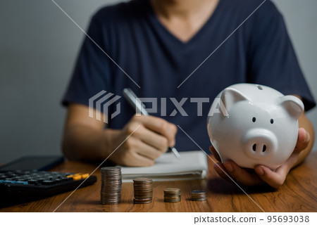 Deposit fund growth savings piggybank finance cash coin currency economy investment. business tax wealth income loan retirement concept. 95693038