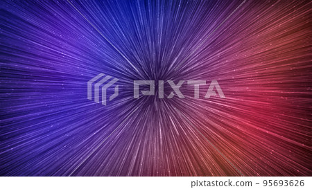 Hyperspace speed effect in night starry sky. Bright blue and red galaxy, horizontal background 95693626