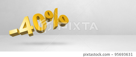 40% off discount offer. 3D illustration isolated on white. Horizontal banner 95693631