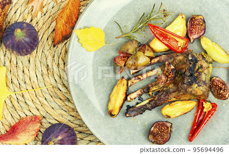 Grilled lamb ribs, meat food 95694496