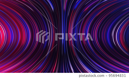 3D rendering of an abstract panoramic neon background with glowing rays 3D rendering of an abstract panoramic neon background with glowing rays 95694831