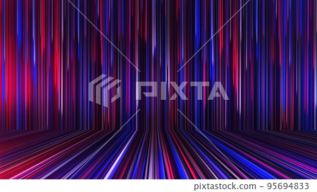 3D rendering of an abstract panoramic neon background with glowing rays 95694833