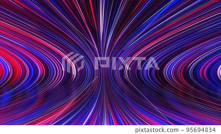 3D rendering of an abstract panoramic neon background with glowing rays 95694834