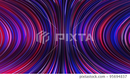 3D rendering of an abstract panoramic neon background with glowing rays 3D rendering of an abstract panoramic neon background with glowing rays 95694837