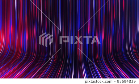 3D rendering of an abstract panoramic neon background with glowing rays 3D rendering of an abstract panoramic neon background with glowing rays 95694839