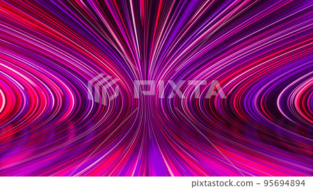 3D rendering of an abstract panoramic neon background with glowing rays 95694894