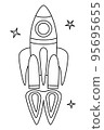 Black and white spaceship launching to the stars 95695655