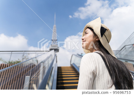 Young woman sightseeing in Nagoya Young woman sightseeing in Nagoya 95696753