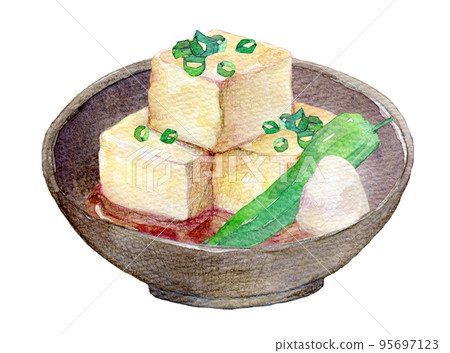 Watercolor illustration Deep-fried tofu Watercolor illustration Deep-fried tofu 95697123