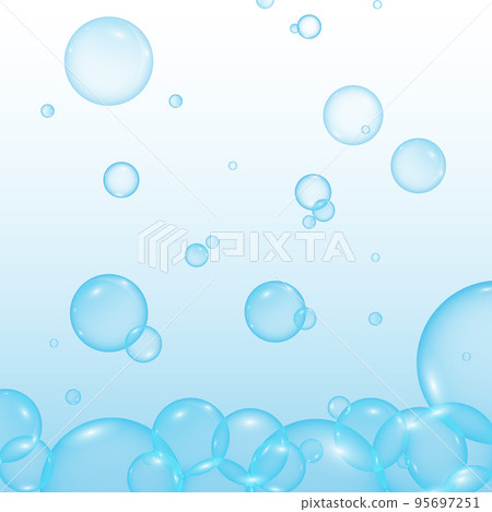 A set of colorful and colorful soap bubbles to create a design. Isolated, transparent, realistic soap bubbles on a transparent background. 95697251