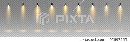 Set of vector spotlights. various forms of light. Stage spotlights. Light effects. Glow light effect. Vector illustration. Set of vector spotlights. various forms of light. Stage spotlights. Light effects. Glow light effect. Vector illustration. 95697365