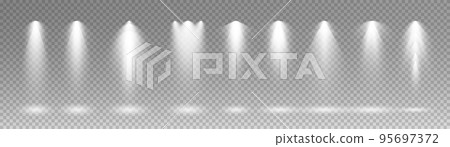 Set of vector spotlights. various forms of light. Stage spotlights. Light effects. Glow light effect. Vector illustration. 95697372