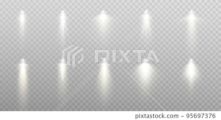 Set of vector spotlights. various forms of light. Stage spotlights. Light effects. Glow light effect. Vector illustration. 95697376