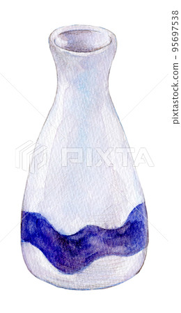 Watercolor illustration sake bottle sake ginjo Watercolor illustration sake bottle sake ginjo 95697538