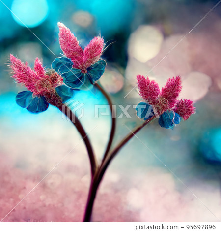 Blue and pink abstract flower Illustration. Blue and pink abstract flower Illustration. 95697896