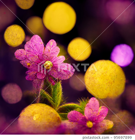 Purple, pink and yellow abstract flower Illustration. Purple, pink and yellow abstract flower Illustration. 95697899