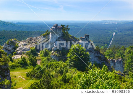 View from top of mountain Gora Zborow, Podlesice, Poland 95698366