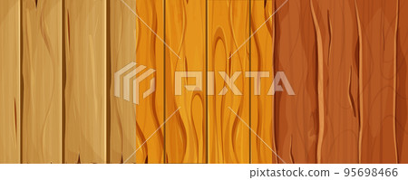 Set Old wooden texture, cover from planks, ui game background, seamless pattern in cartoon style isolated. Collection Detailed, textured material.  95698466