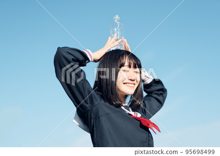 Refreshing blue sky and high school girls Refreshing blue sky and high school girls 95698499