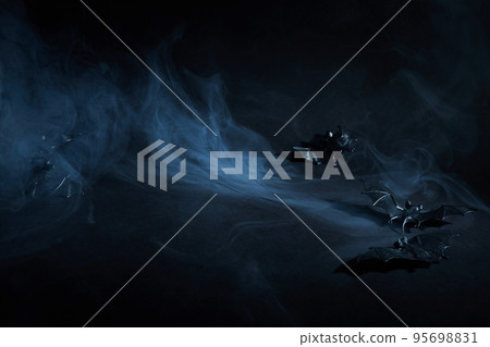 Fog in darkness. Smoke and mist Halloween background 95698831