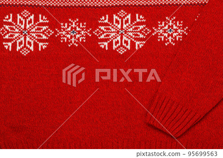 Red knitted sweater with nordic ornament detail 95699563