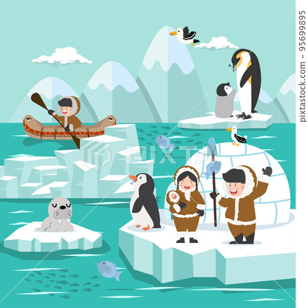 Cartoon nature North pole Arctic 95699895