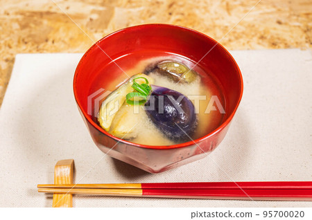 Fried eggplant's miso soup Fried eggplant's miso soup 95700020