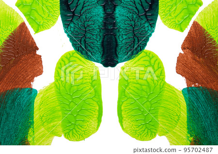green yellow and brown abstract acrylic painting color texture on white paper background by using rorschach inkblot method green yellow and brown abstract acrylic painting color texture on white paper background by using rorschach inkblot method 95702487