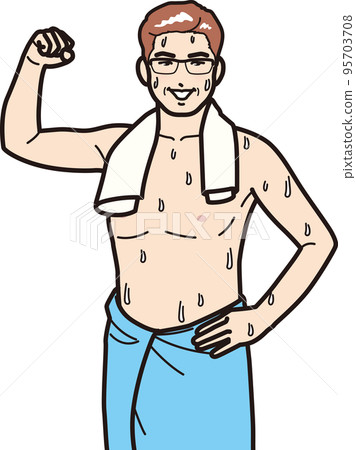 一個在桑拿房裡擺姿勢的男人 95703708