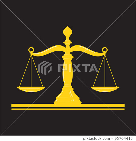 Scales of justice golden symbol 95704413