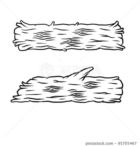 Vector Black and white sketch log. building material wood, natural element Vector Black and white sketch log. building material wood, natural element 95705467