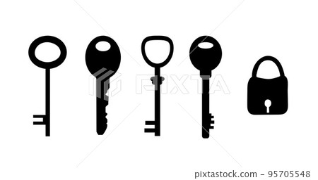 Set of keys in flat style. Vector illustration isolated on white background Set of keys in flat style. Vector illustration isolated on white background 95705548