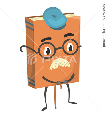 Book cute character. Cartoon face with emotion. Childish education concept, design element. Isolated vector illustration Book cute character. Cartoon face with emotion. Childish education concept, design element. Isolated vector illustration 95705685