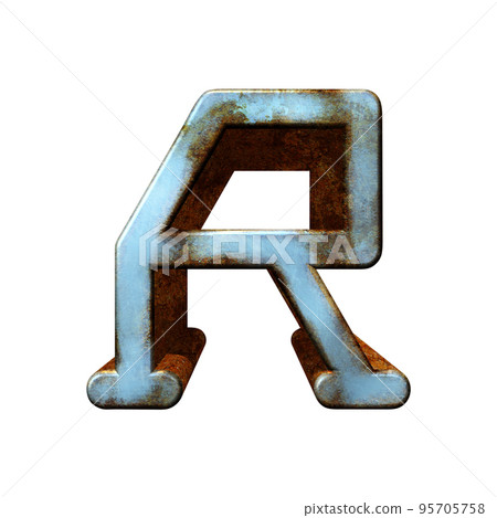 Old blue metallic letter. Rusty surface.3D illustration.Art font. 95705758
