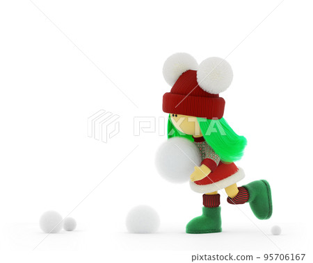 Cute rag poppet with green hair in a knitted Cute rag poppet with green hair in a knitted 95706167