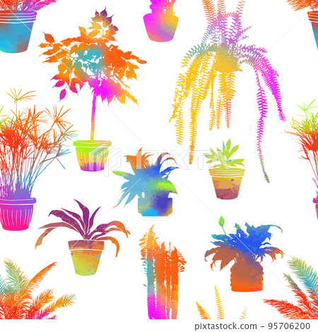 Houseplants colorful seamless pattern. Vector illustration Houseplants colorful seamless pattern. Vector illustration 95706200