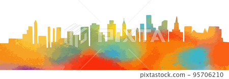 Colored town. Abstract city line. Vector illustration Colored town. Abstract city line. Vector illustration 95706210