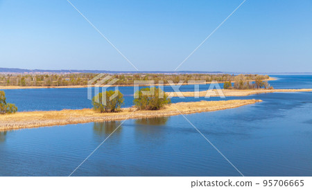 Russian landscape with Volga river on a sunny day 95706665