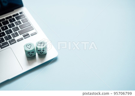 Giving Tuesday, Time to Give, Help, Donation, Support, Volunteer concept with heart cube on laptop on blue background. Its time to give 95706799