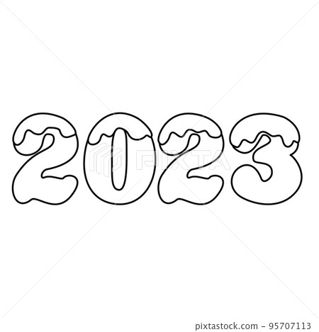2023 numbers made from gingerbread cookies with icing, doodle flat vector outline 2023 numbers made from gingerbread cookies with icing, doodle flat vector outline 95707113