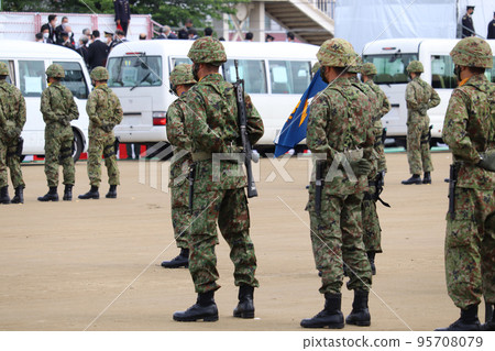 Ground Self-Defense Force personnel lining up Ground Self-Defense Force personnel lining up 95708079